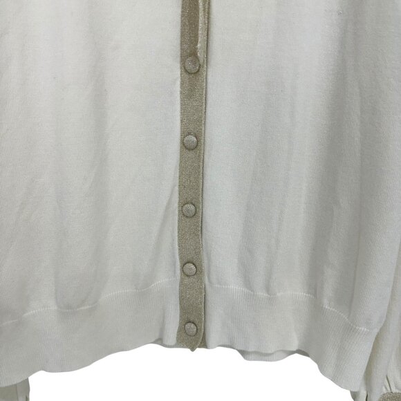 George Womens XL(16-18) Button Up Cardigan Sweater Vanilla Dream With Bow Detail - Picture 10 of 13